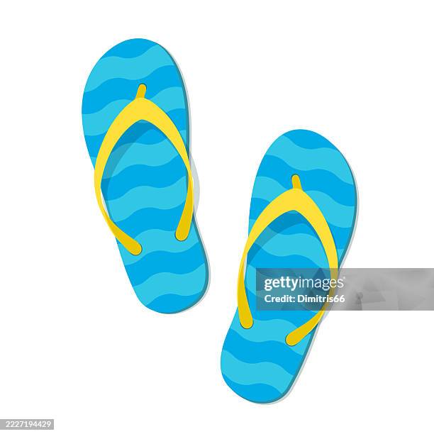 illustrazioni stock, clip art, cartoni animati e icone di tendenza di icona del colore della coppia di pantofole - ciabatta infradito
