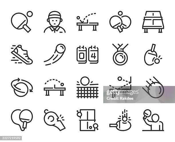 table tennis - line icons - spinning stock illustrations