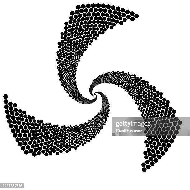 this design features a spiraling vortex made of hexagonal patterns in black, creating an illusion of depth and movement. - spinning point of view stock illustrations