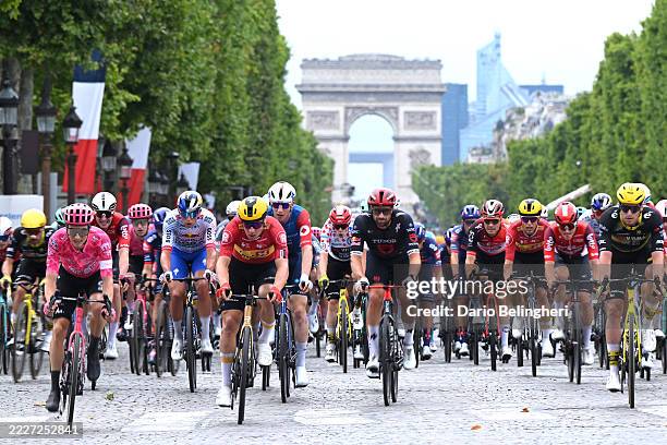 General view of the peloton passing through a Champs-Elysees Avenue during the 112th Tour de France 2025, Stage 21 a 132.3km stage from...