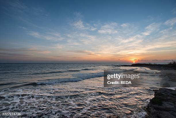 Sunset on the Beach In Marina di Ragusa In Sicily. Italy. Europe.