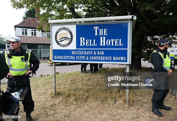 Migrant protest, The Bell Hotel London Epping Forest.