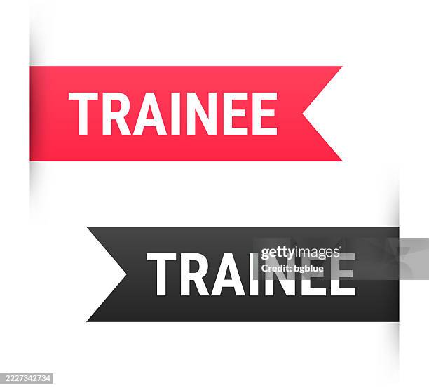 trainee - banner, bookmark, ribbon, label on white background - apprentice stock illustrations