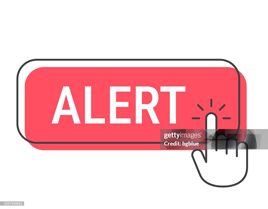 Alert Key Button Alert Click Button With Hand Cursor On White Background High-Res Vector ...