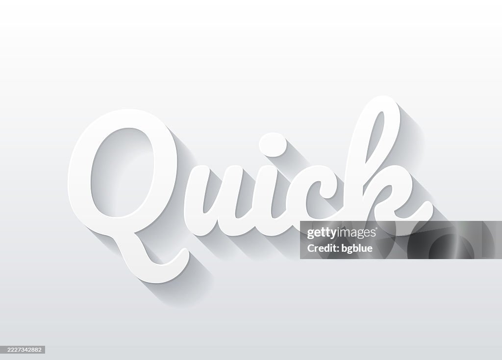 Quick - Flat Design with paper cut effect on blank background