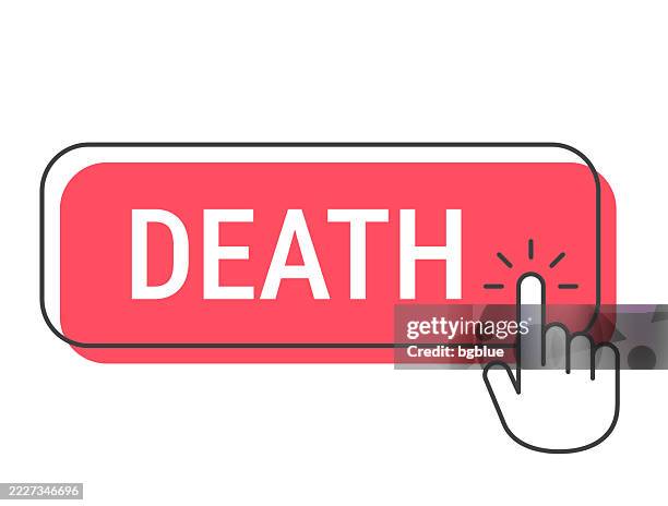 death - click button with hand cursor on white background - bereavement frame stock illustrations