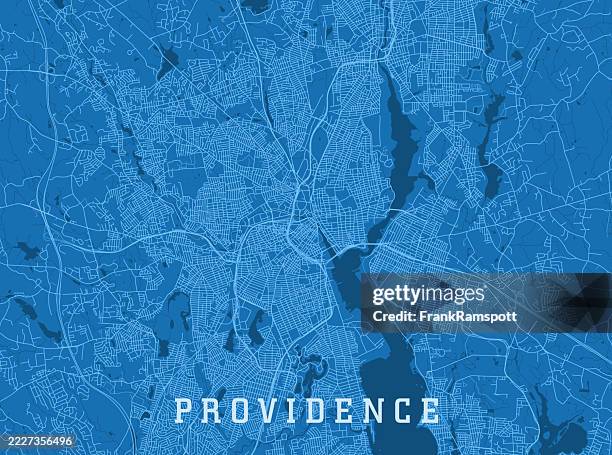 stockillustraties, clipart, cartoons en iconen met providence ri city vector road map blue horizontal - providence rhode island