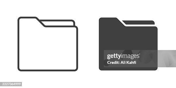 folder thin line and glyph solid icon. editable stroke and perfect pixel isolated on transparent background - case closed stock illustrations