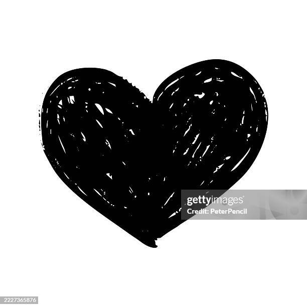 heart shape - scribble ink grunge sketch heart shape icon drawn with marker or crayon - vector stock illustration - white crayons stock illustrations