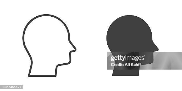 head thin line and glyph solid icon. editable stroke and perfect pixel isolated on transparent background - head stock illustrations
