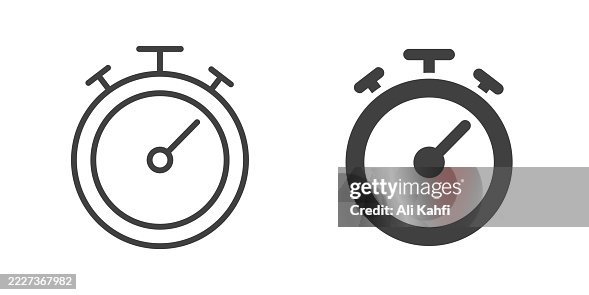 Stopwatch thin line and glyph solid icon. Editable stroke and perfect pixel isolated on transparent background Stopwatch thin line and glyph solid icon. Editable stroke and perfect pixel isolated on transparent background