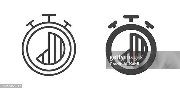 stoppuhr dünne linie und glyphe einfarbiges symbol. bearbeitbarer strich und perfekte pixel isoliert auf transparentem hintergrund - drittelviertel spielabschnitt im sport stock-grafiken, -clipart, -cartoons und -symbole