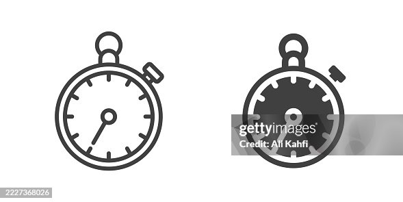 Stopwatch thin line and glyph solid icon. Editable stroke and perfect pixel isolated on transparent background Stopwatch thin line and glyph solid icon. Editable stroke and perfect pixel isolated on transparent background