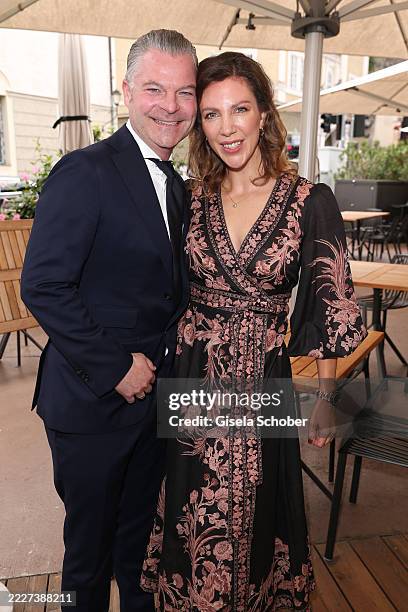 Christian Buchinger-Kaehlen, Dr. Verena Buchinger during "Maria Stuarda" premiere during Opera Festival at Grosses Festspielhaus on August 1, 2025 in...