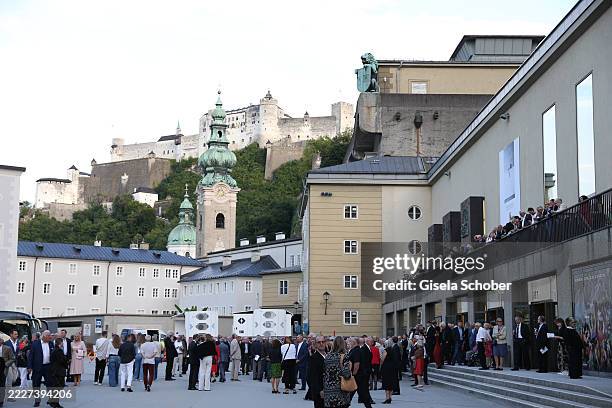 General view during "Maria Stuarda" premiere during Opera Festival at Grosses Festspielhaus on August 1, 2025 in Salzburg, Austria.