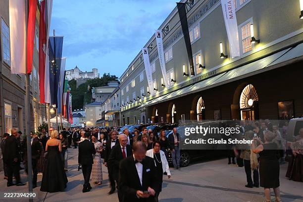 General view during "Maria Stuarda" premiere during Opera Festival at Grosses Festspielhaus on August 1, 2025 in Salzburg, Austria.