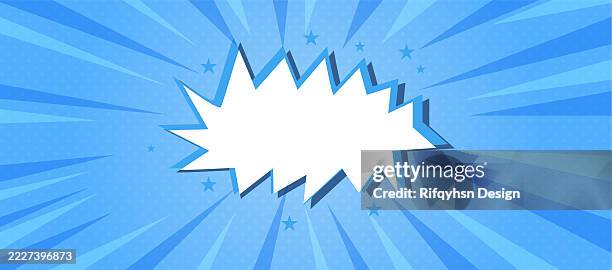 pop art speech comic cartoon in blue background - comic explosion stock illustrations