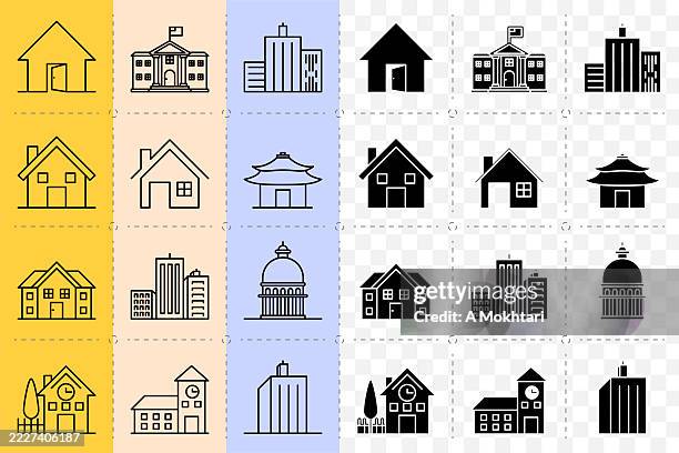 house, building and institutional facility icons – complete vector set. - cupola stock illustrations
