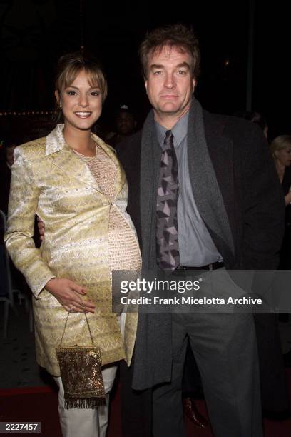 Actor John Callahan and pregnant wife Eva arrive for a special performance of 42nd Street, hosted by Julie Andrews at the Ford Center for the...
