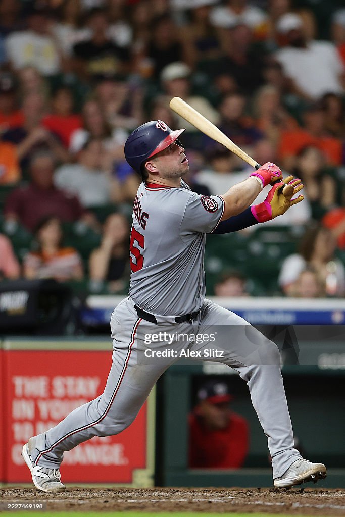 Nationals Riley Adams Riley Adams of the Washington Nationals bats during the ninth inning ...