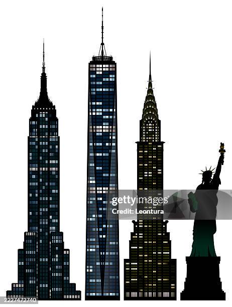 ilustrações de stock, clip art, desenhos animados e ícones de famous new york buildings - empire state building