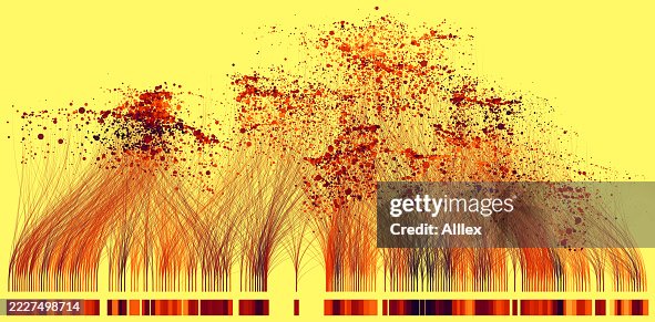 Abstract Visualization of Complex Networking Data in Vibrant Yellow and Red Tones Abstract Visualization of Complex Networking Data in Vibrant Yellow and Red Tones