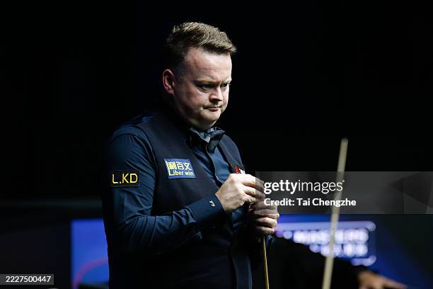 Shaun Murphy of England chalks the cue in the second round match against Mark Selby of England on day 2 of 2025 Shanghai Masters at Luwan Gymnasium...
