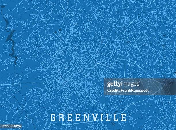 greenville sc city vector road map blue horizontal - berea ohio stock illustrations