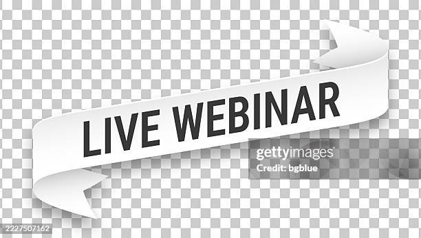 live webinar - 3d banner on transparent background - webinar banner stock illustrations