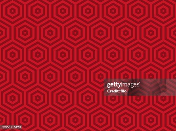 seamless repeating red abstract hexagon background pattern - past present stock illustrations