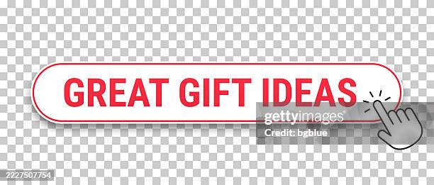 great gift ideas - 3d click web button with hand cursor on blank background - transparent box stock illustrations