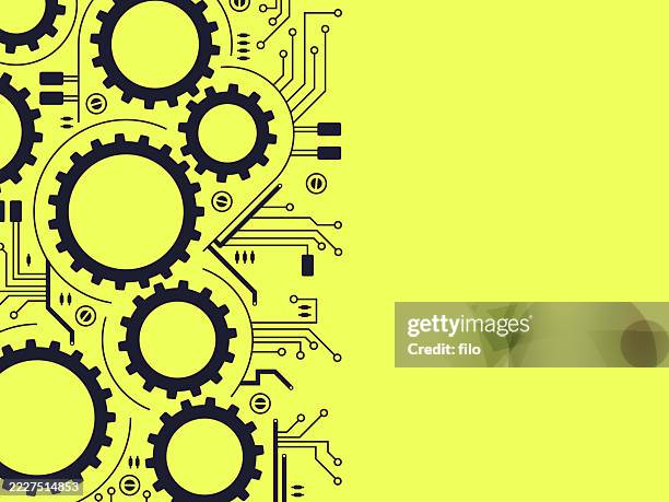 technology circuit gears machinery process modern shapes design - engineering-design-process-diagram stock illustrations