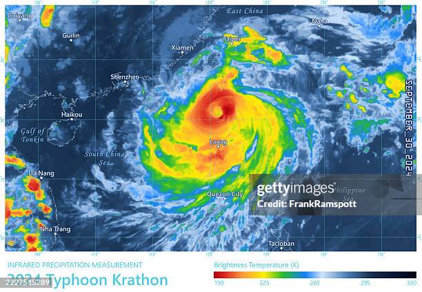 typhoon krathon 20240930 precipitation map taiwan - weather radar graphic stock illustrations