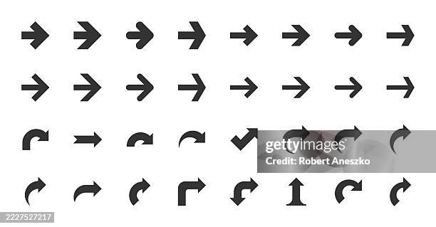 ilustraciones, imágenes clip art, dibujos animados e iconos de stock de iconos sólidos de flecha. ilustración vectorial. elemento de diseño. contiene iconos como dirección, señal de tráfico, navegación, diseño de interfaz de usuario, diagrama de flujo. - flechas