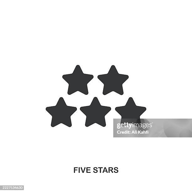 five stars glyph solid icon. solid icon that can be applied anywhere, simple, pixel perfect and modern style. - client first stock illustrations