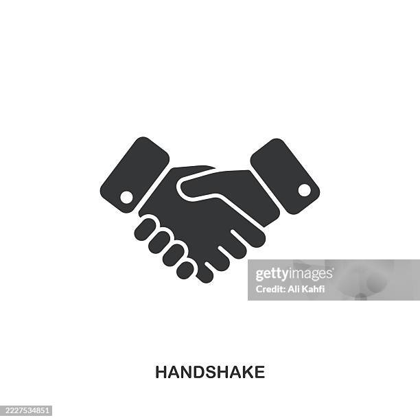 handshake glyphe solides symbol. solides symbol, das überall angewendet werden kann, einfach, pixelgenau und moderner stil. - vertrauen stock-grafiken, -clipart, -cartoons und -symbole
