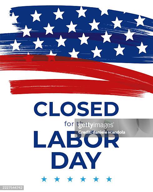 labor day card. we will be closed sign. - closed stock illustrations