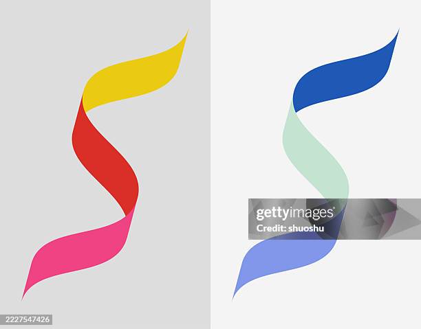 color minimal wave ribbon pattern icon - award ribbon stock illustrations