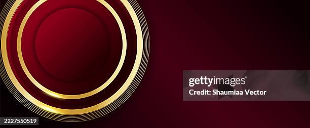 gold circle with golden line on red luxury background - gold medal stock illustrations
