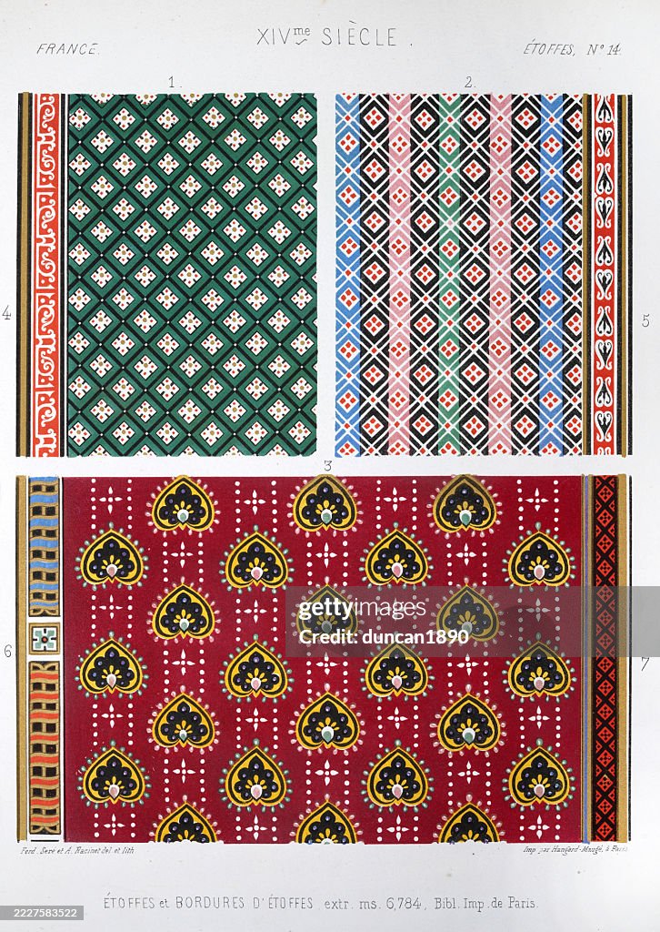 Medieval Patterns And Backgrounds Design Fabric Decorative Art Seamless ...