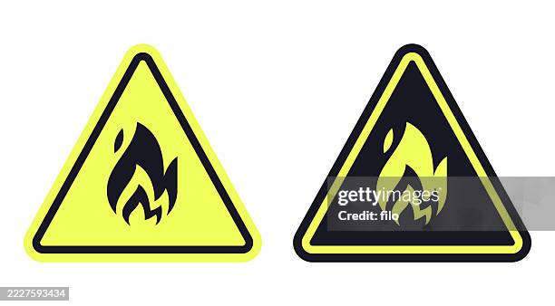 Fire Triangle Warning Sign Flame Flammable Burning Caution Fire Triangle Warning Sign High-Res ...