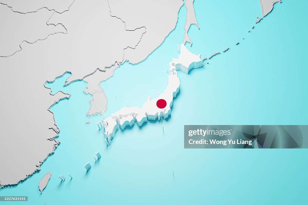 Japan Country Map with Japanese flag