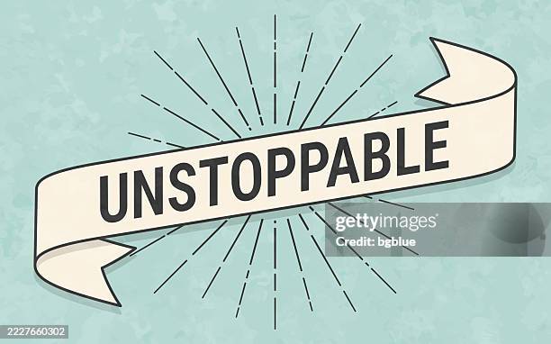 ilustraciones, imágenes clip art, dibujos animados e iconos de stock de unstoppable - banner de estilo retro vintage - papel texturizado antiguo - movimiento perpetuo