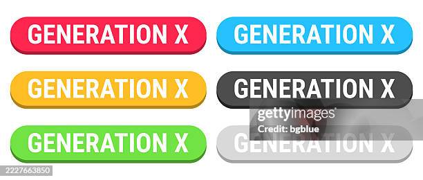 generation x - colorful 3d click web buttons on blank background - generation x stock illustrations
