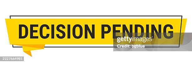 decision pending - yellow speech bubble on white background - alert pendant stock illustrations