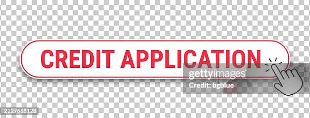 credit application - 3d click web button with hand cursor on blank background - apply button vector stock illustrations
