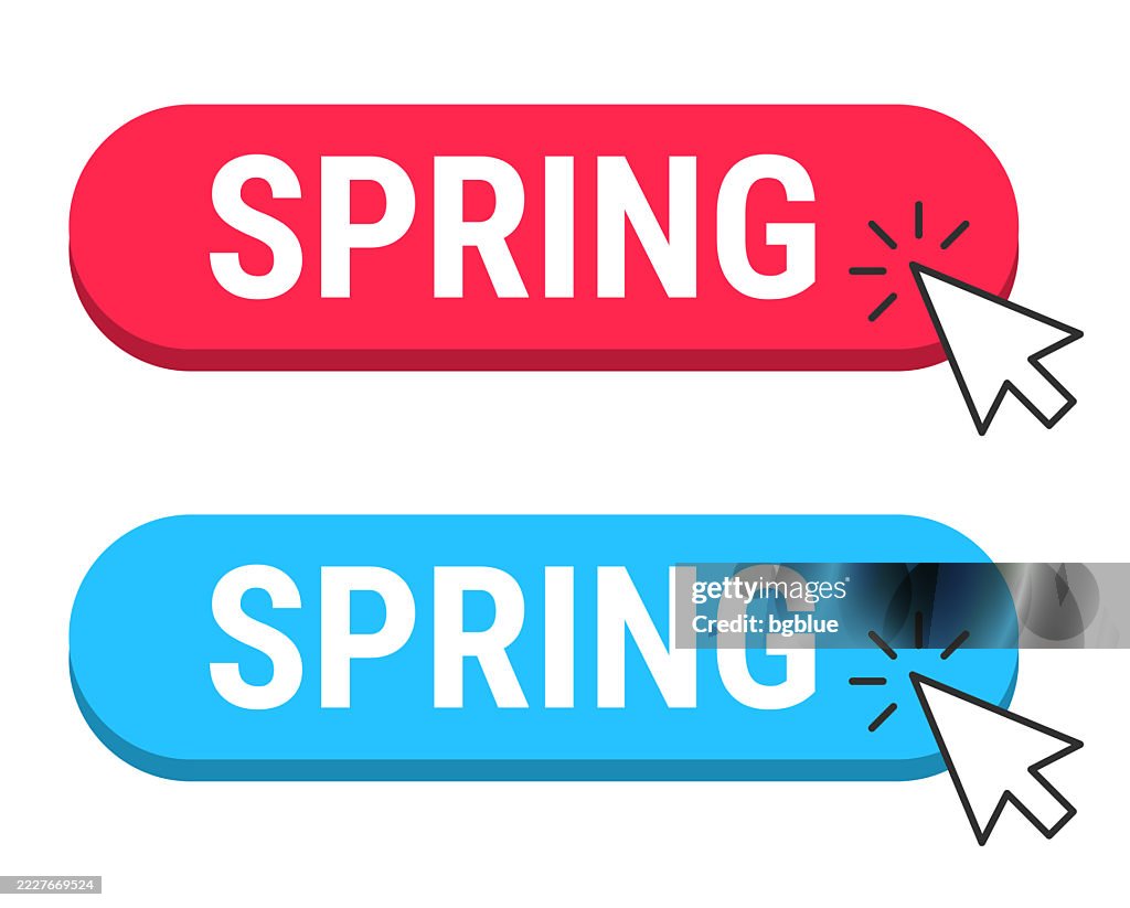Pointer On Spring Spring Red And Blue Buttons With Cursor On White Background High-Res ...