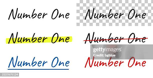 Number One Handwritten Number One Handwritten Text Highlighted Crossed Out Underlined On Blank ...