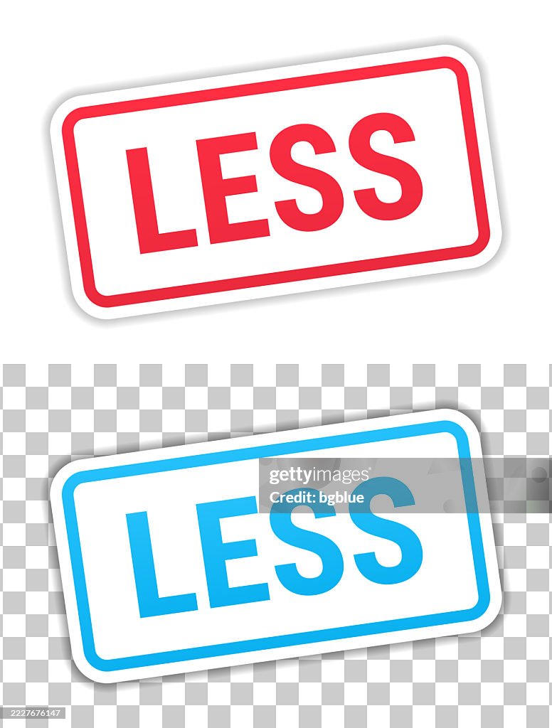 Less Red And Blue Labels On Blank Background High-Res Vector Graphic ...