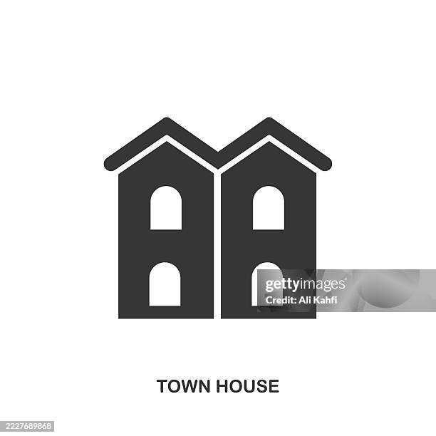 town house glyph solid icon. solid icon that can be applied anywhere, simple, pixel perfect and modern style. - townhouse stock illustrations